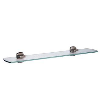 Smedbo C347N 24 in. Clear Glass Shelf with Brackets in Brushed Nickel from the Cabin Collection